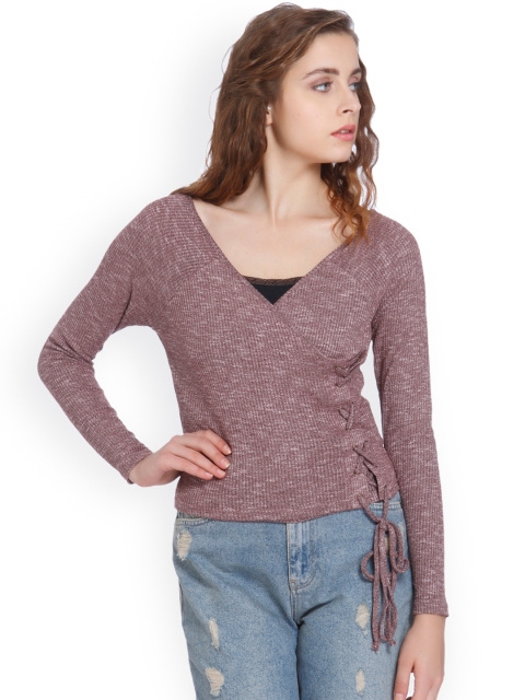 

ONLY Women Purple Solid Wrap Top
