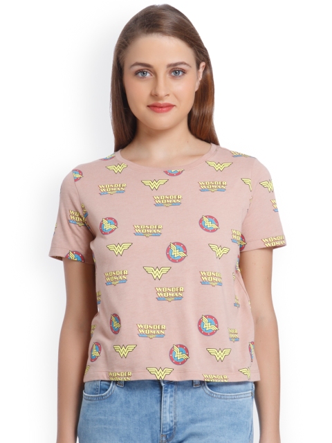 

ONLY Women Peach Printed Round Neck T-shirt