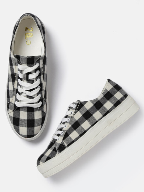 

20Dresses Women White & Black Checked Sneakers