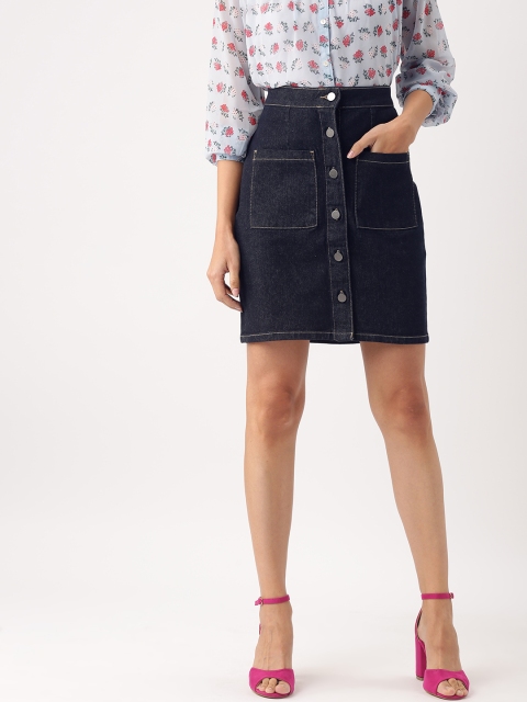 

DressBerry Women Blue Straight Denim Skirt