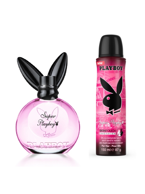 

Playboy Women Super Set Eau De Toilette + Deodorant, Pink