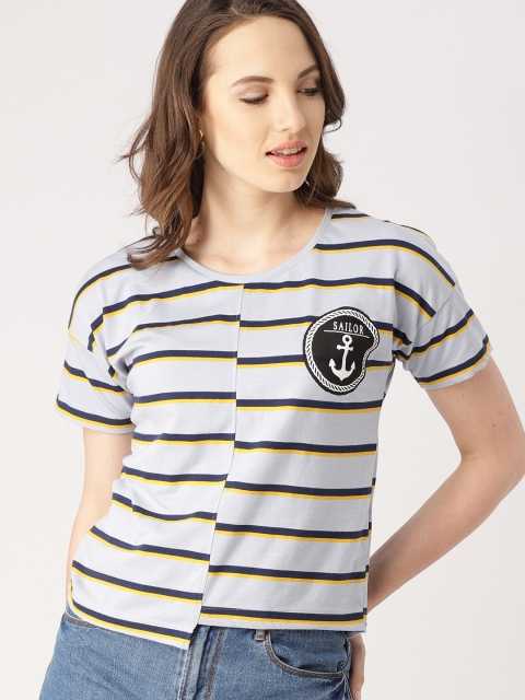 

DressBerry Women Blue Striped Top