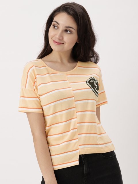 

DressBerry Women Peach-Coloured & White Striped Top