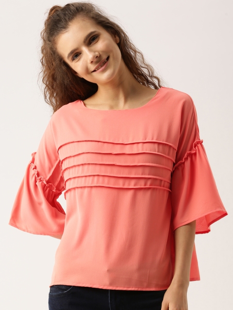 

DressBerry Women Peach-Coloured Solid Top