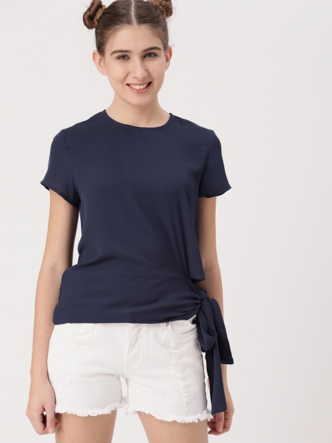 

DressBerry Women Navy Blue Solid Top