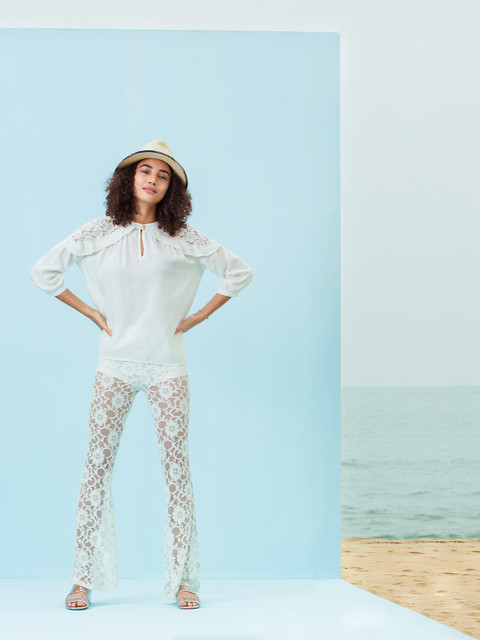 

DressBerry Women Off-White Solid Top