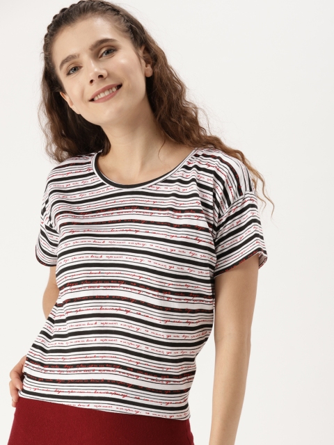 

DressBerry Women Black & White Striped Top