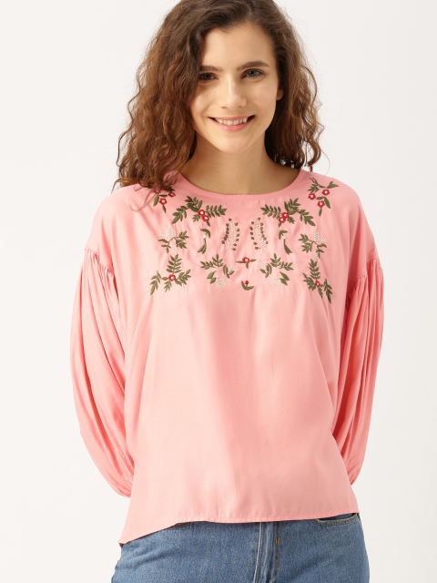 

DressBerry Women Peach-Coloured Solid Top