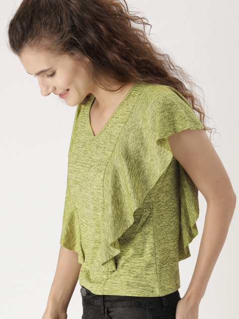 

DressBerry Women Green Striped Top