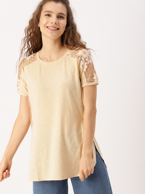

DressBerry Women Beige Solid Top