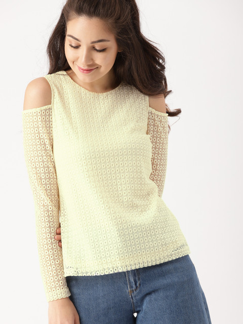 

DressBerry Women Off-White Self Design Top