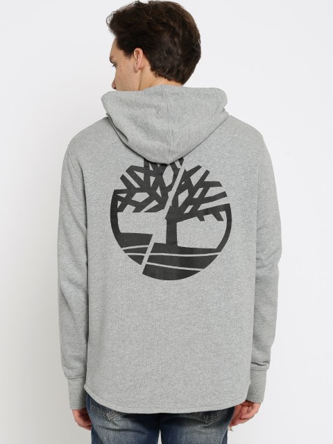 

Timberland Men Grey Melange Printed Hooded Sweatshirt