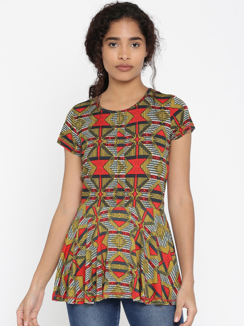 

Global Desi Women Multicoloured Printed Peplum Top, Multi