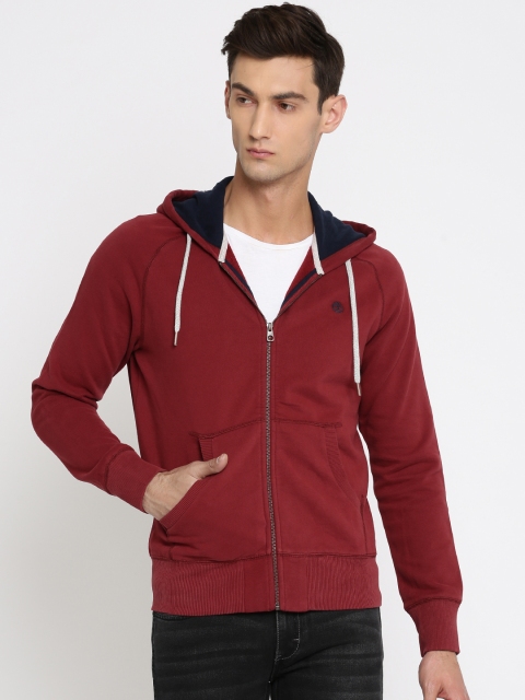 

Timberland Men Maroon Solid Hooded Sweatshirt