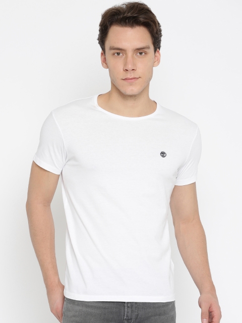 

Timberland Men White Slim Fit Solid Round Neck T-shirt