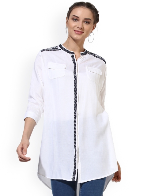 

Sangria Women Off-White Embroidered Top