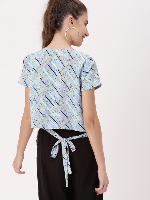 

DressBerry Women Blue Printed High-Low Top