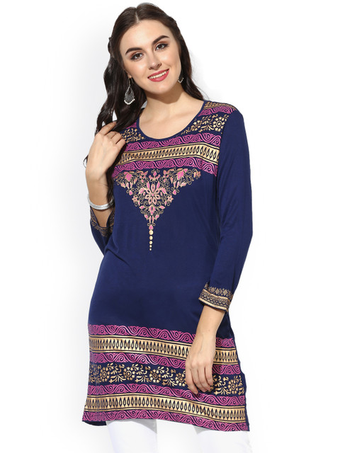 

Sangria Navy Blue Printed Tunic