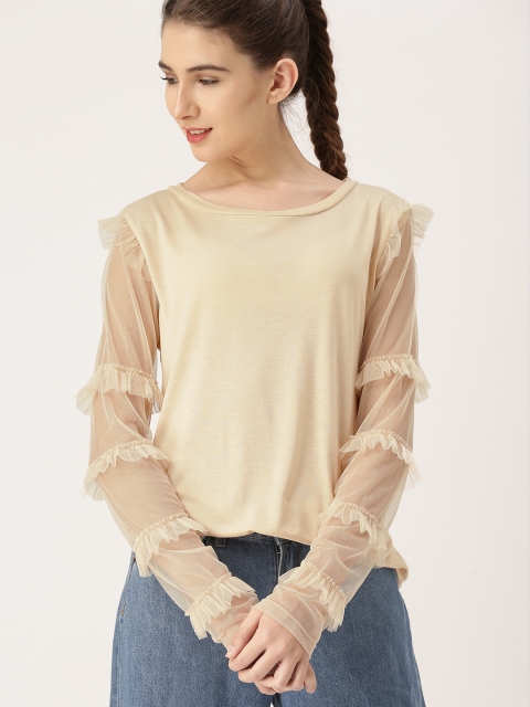 

DressBerry Women Cream Solid Top