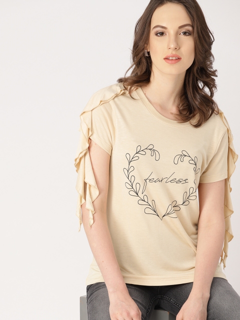 

DressBerry Women Peach-Coloured Printed Round Neck T-shirt