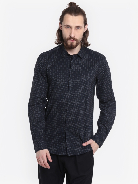 

Antony Morato Men Blue Classic Slim Fit Self Design Casual Shirt