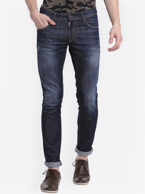 

Antony Morato Men Blue Slim Fit Mid-Rise Low Distress Jeans