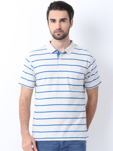 

Classic Polo Men White Striped Polo Collar T-shirt
