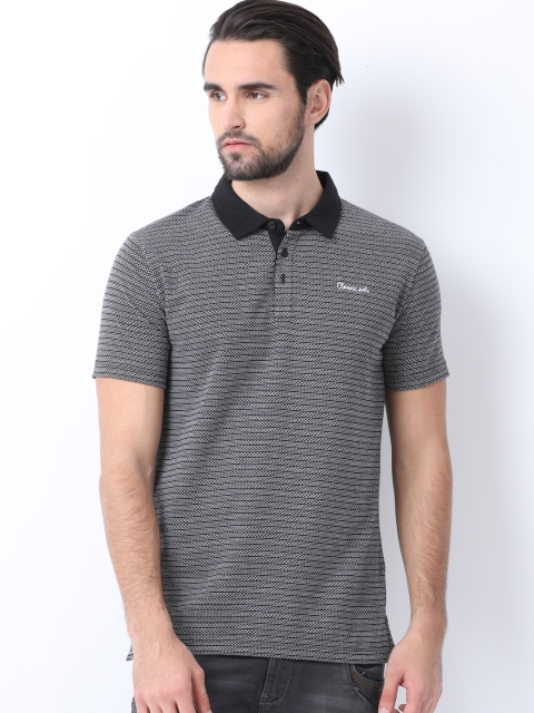 

Classic Polo Men Black Printed Polo Collar T-shirt