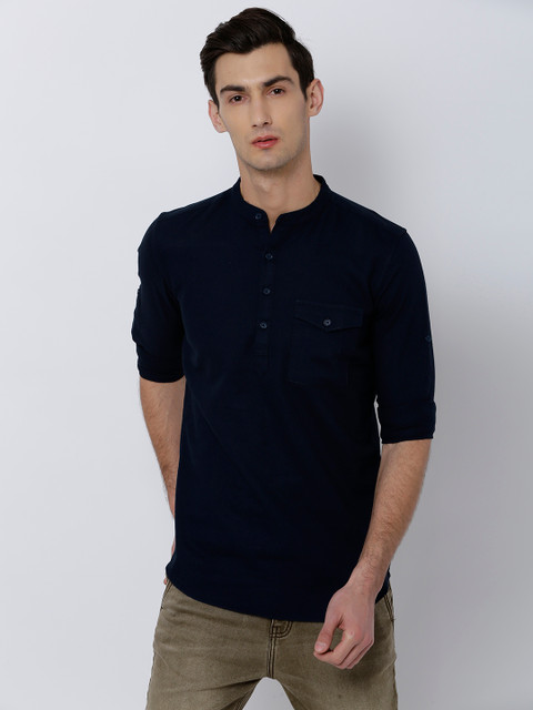 

LOCOMOTIVE Men Navy Blue Slim Fit Solid Casual Shirt