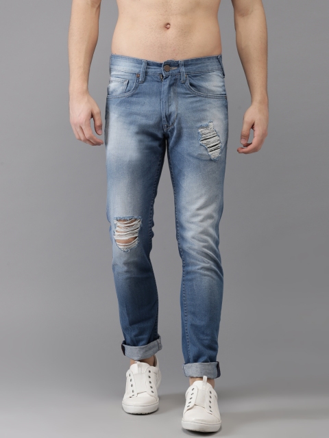 

HERE&NOW Men Blue Slim Fit Mid-Rise Highly Distressed Jeans