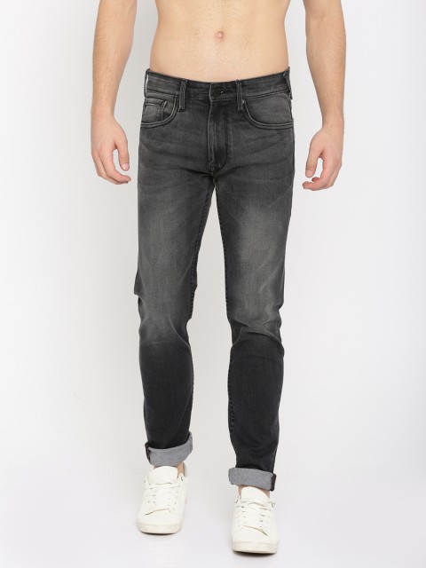 

HERE&NOW Men Black Slim Fit Mid-Rise Clean Look Stretchable Jeans