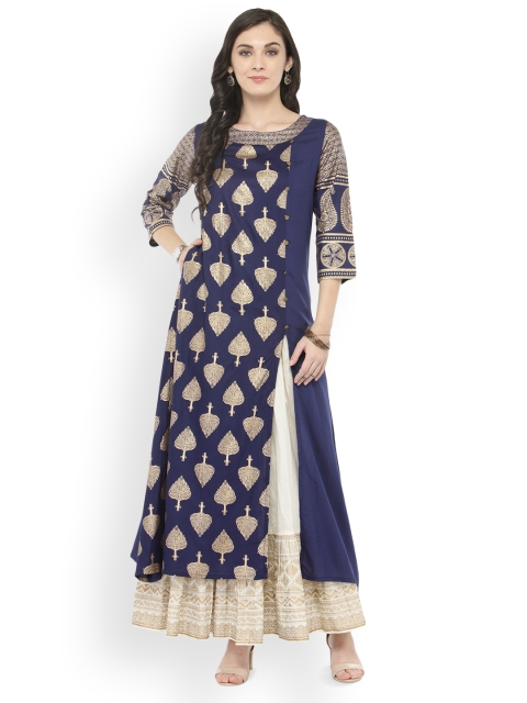 

Varanga Women Blue Printed A-Line Kurta