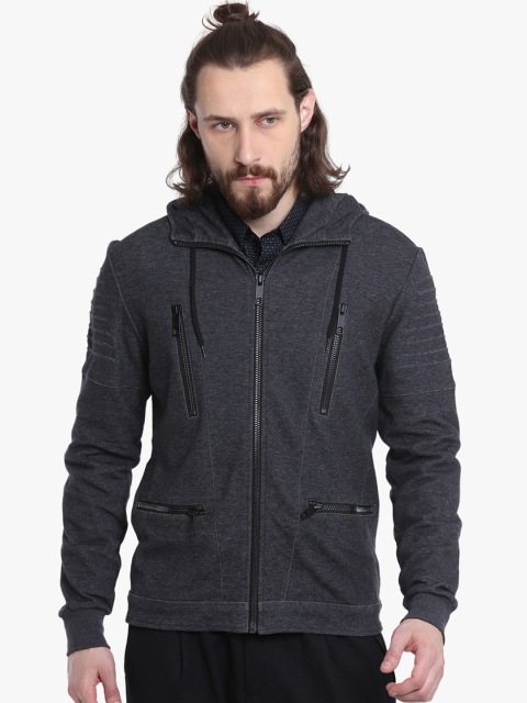 

Antony Morato Men Charcoal Grey Solid Hooded Sweatshirt