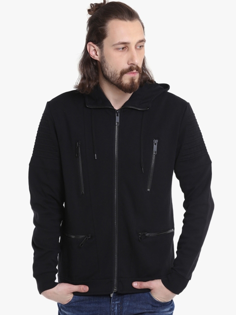 

Antony Morato Men Black Solid Hooded Sweatshirt