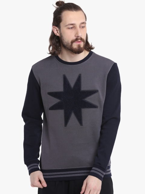 

Antony Morato Men Grey Self Design Sweatshirt