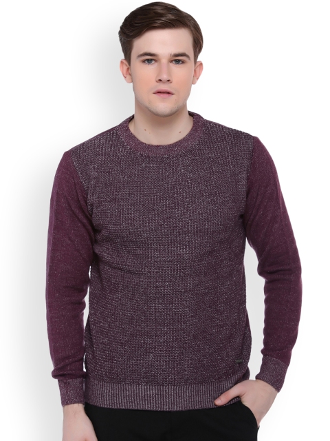 

Club York Men Purple Self Design Pullover