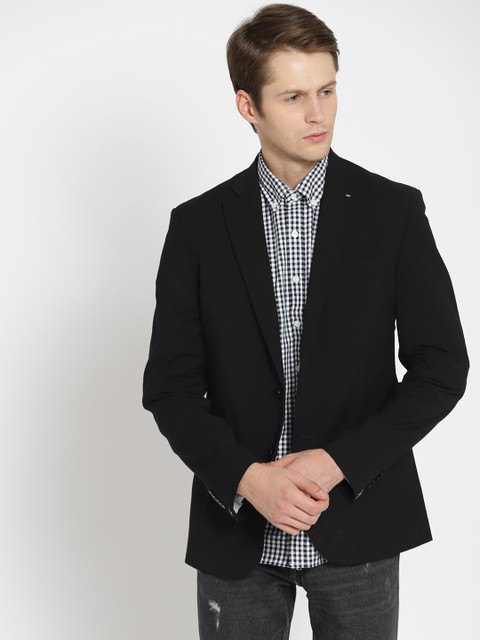 

MANGO MAN Black Slim Fit Single-Breasted Smart Casual Blazer
