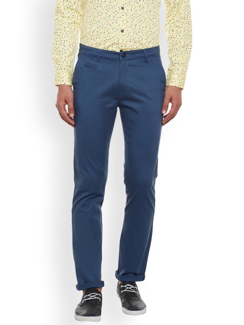 

Hancock Men Blue Slim Fit Solid Chinos