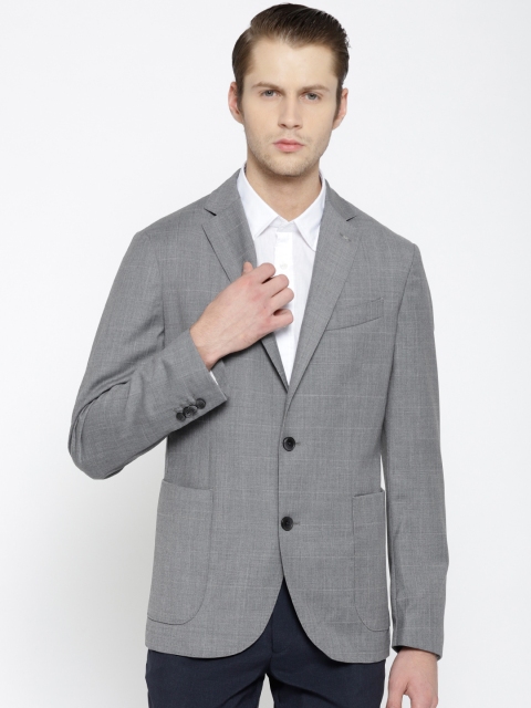 

MANGO MAN Grey Checked Slim Fit Single-Breasted Smart Casual Blazer