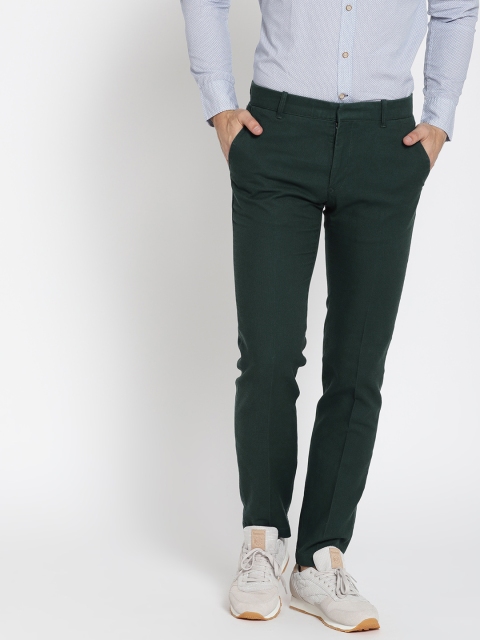 

MANGO MAN Green Regular Fit Solid Regular Trousers