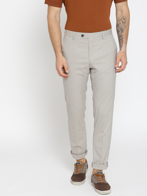 

MANGO MAN Beige Slim Fit Solid Regular Trousers