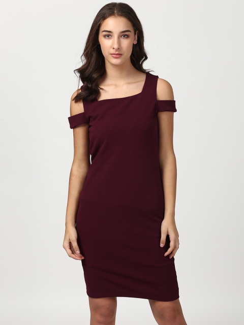 

Harpa Women Maroon Solid Bodycon Dress