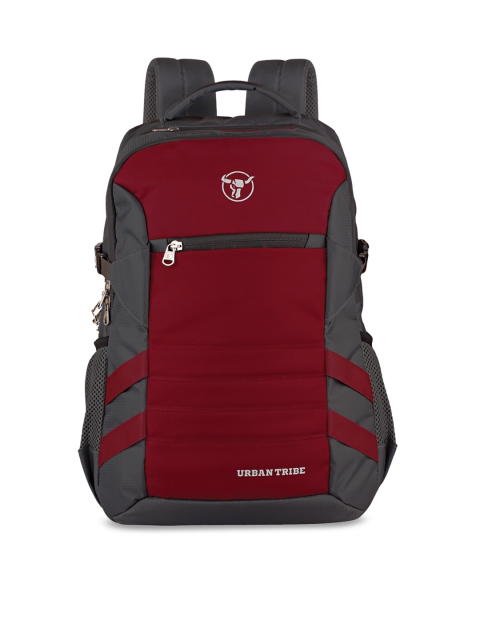 

URBAN TRIBE Unisex Grey & Maroon Solid Backpack