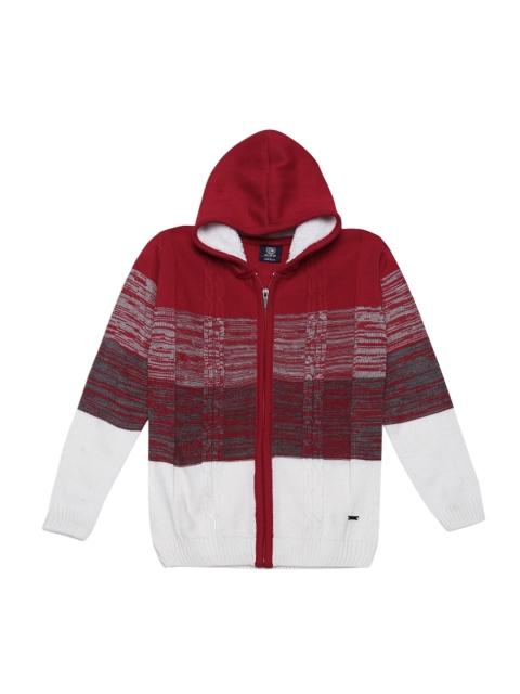 

Duke Boys Red Colourblocked Front-Open Sweater