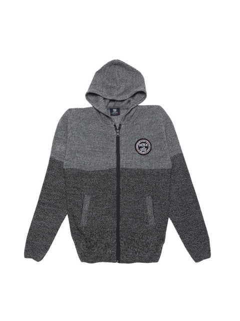 

Duke Boys Grey Colourblocked Front-Open Sweater