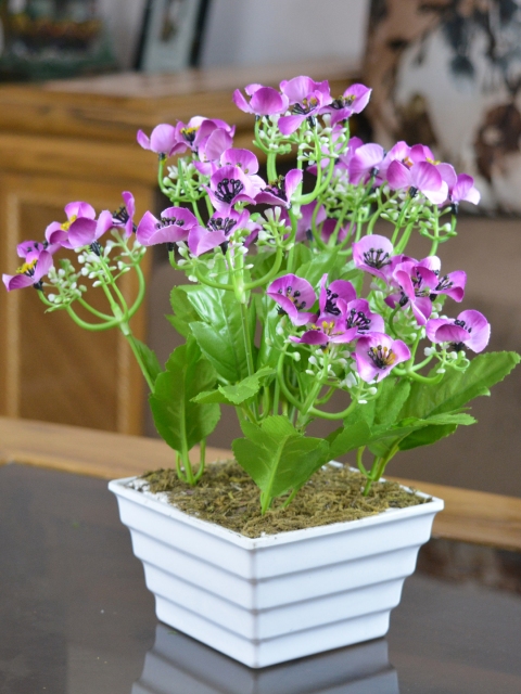 

fancy mart Artificial Flower Mountain Spring with Pot, Purple