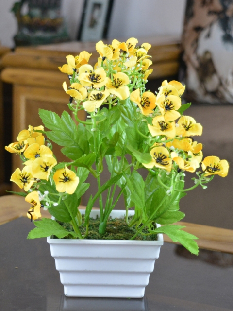 

fancy mart Artificial Flower Mountain Spring with Pot, Yellow