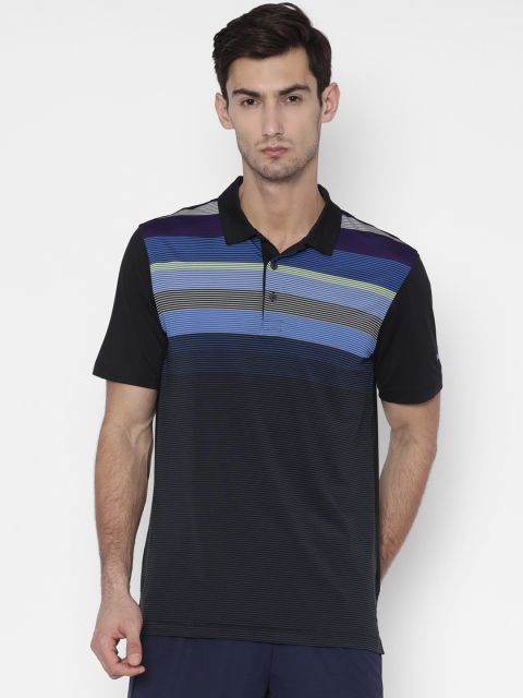 

Puma Men Black Striped Polo Collar Gotime Road Map T-shirt