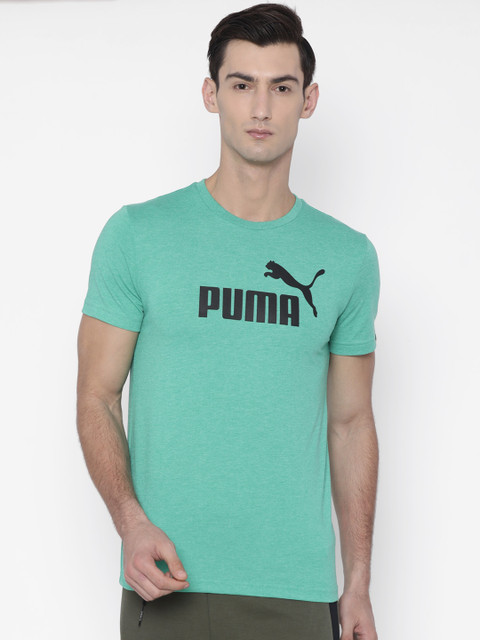 

Puma Men Sea Green Printed Round Neck ESS No.1 Heather T-shirt