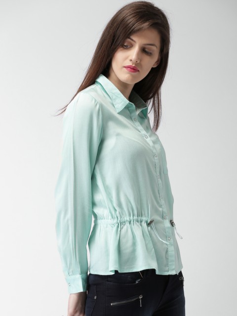 

Mast & Harbour Women Blue Regular Fit Solid Casual Shirt